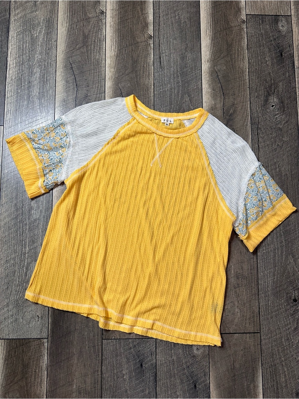 POL Buttery Soft Yellow Short Sleeve Top